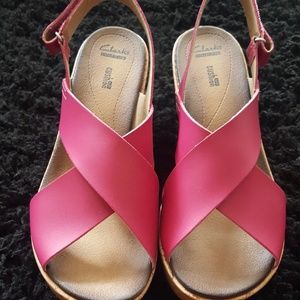 Clarks Stacia Hale Soft Cushion Cork Wedge Sz 10